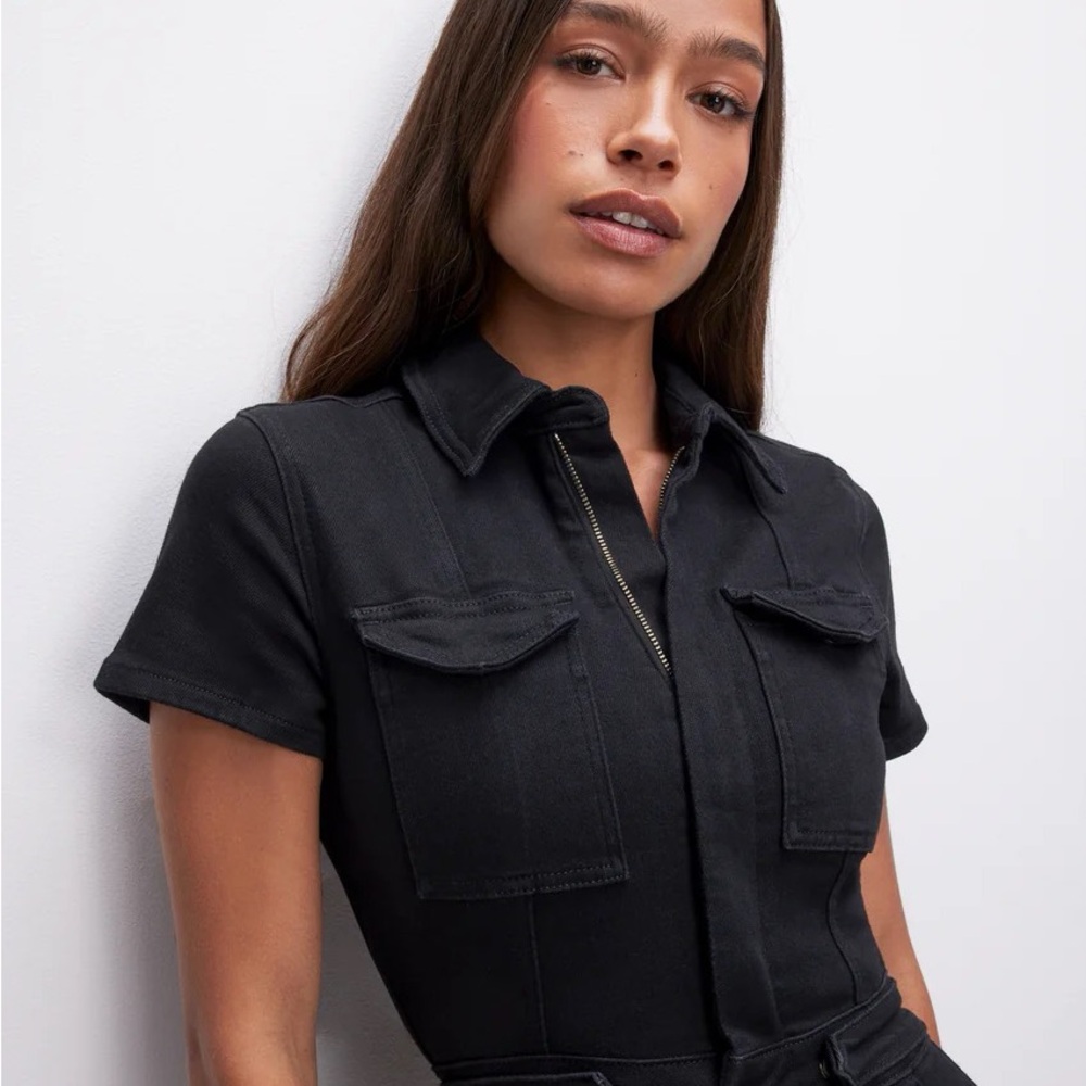 GOOD AMERICAN Black Belted Fit for Success Streetwear Jumpsuit - Size L - Picture 3 of 10